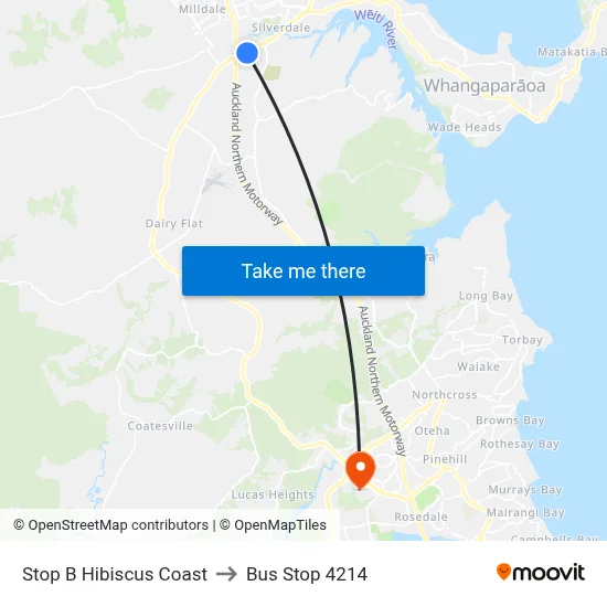 Stop B Hibiscus Coast to Bus Stop 4214 map