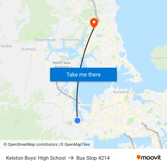 Kelston Boys' High School to Bus Stop 4214 map