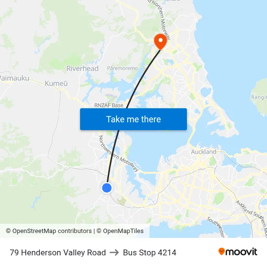 79 Henderson Valley Road to Bus Stop 4214 map