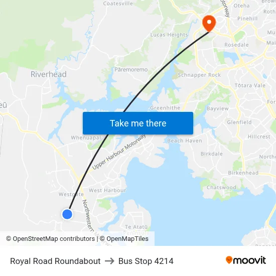 Royal Road Roundabout to Bus Stop 4214 map