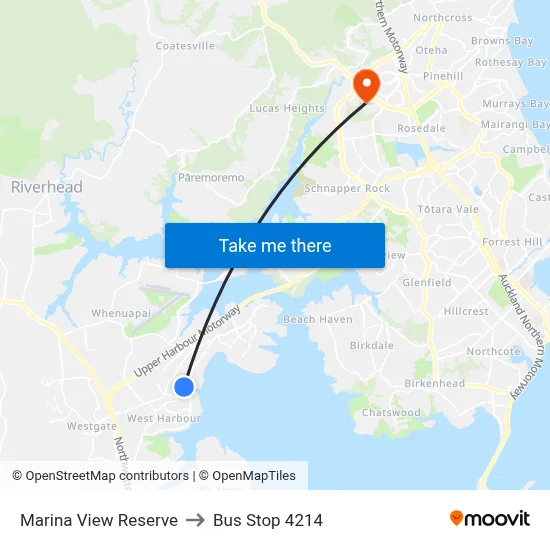 Marina View Reserve to Bus Stop 4214 map