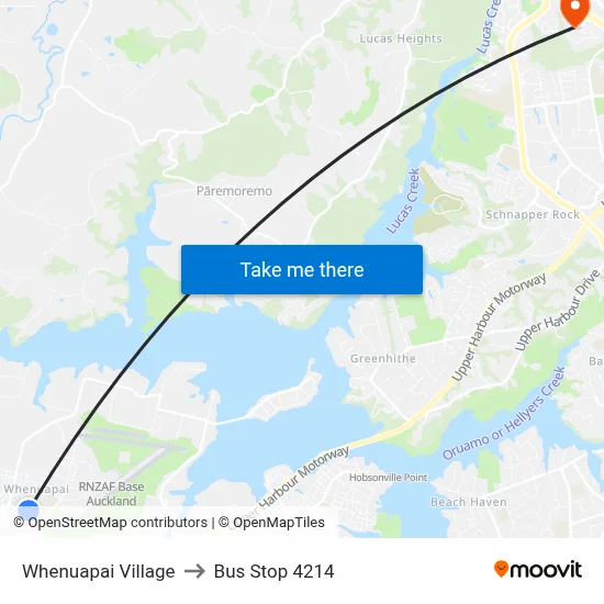 Whenuapai Village to Bus Stop 4214 map