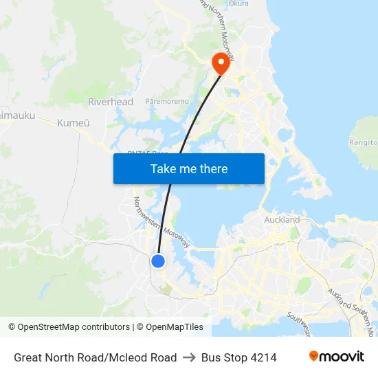 Great North Road/Mcleod Road to Bus Stop 4214 map
