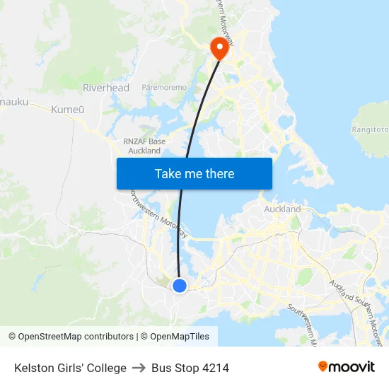 Kelston Girls' College to Bus Stop 4214 map