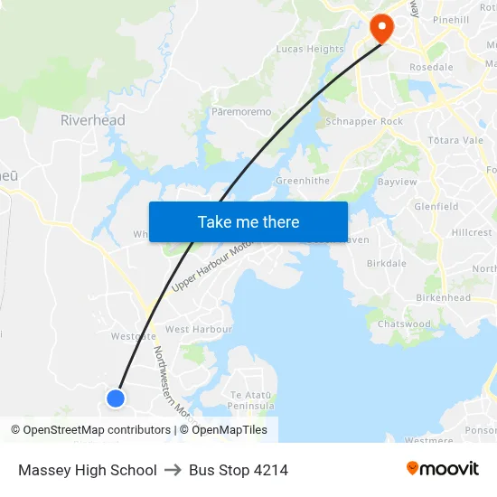 Massey High School to Bus Stop 4214 map