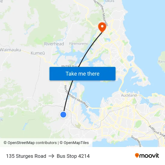 135 Sturges Road to Bus Stop 4214 map