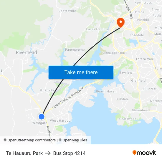 Te Hauauru Park to Bus Stop 4214 map