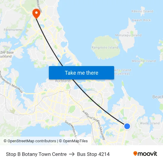 Stop B Botany Town Centre to Bus Stop 4214 map