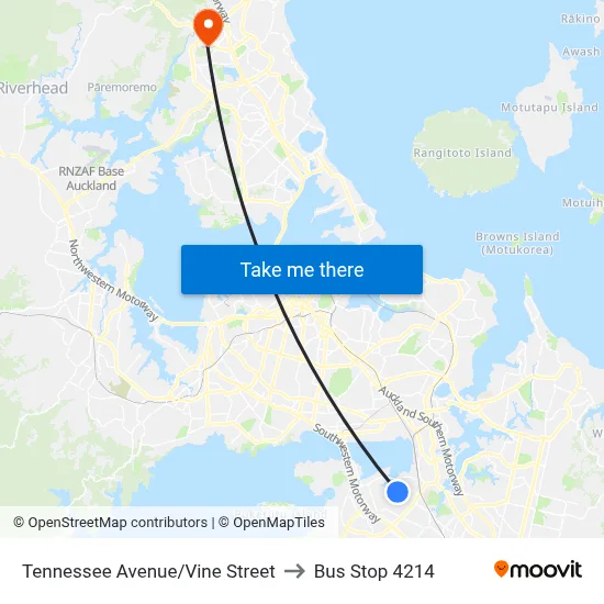 Tennessee Avenue/Vine Street to Bus Stop 4214 map