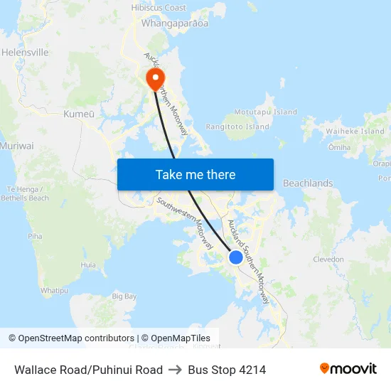 Wallace Road/Puhinui Road to Bus Stop 4214 map