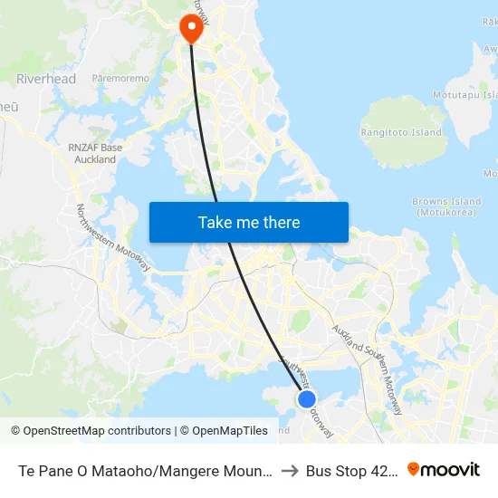 Te Pane O Mataoho/Mangere Mountain to Bus Stop 4214 map