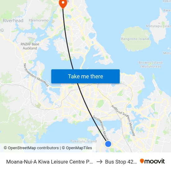 Moana-Nui-A Kiwa Leisure Centre Pools to Bus Stop 4214 map