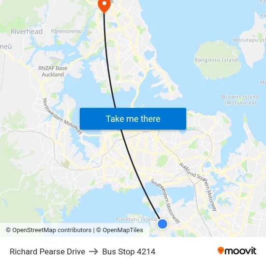 Richard Pearse Drive to Bus Stop 4214 map