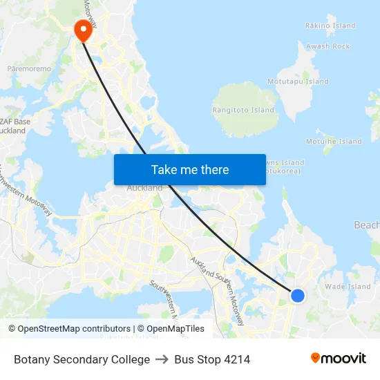Botany Secondary College to Bus Stop 4214 map