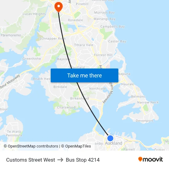 Customs Street West to Bus Stop 4214 map