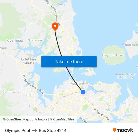 Olympic Pool to Bus Stop 4214 map