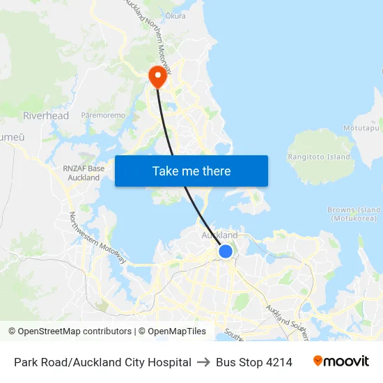 Park Road/Auckland City Hospital to Bus Stop 4214 map