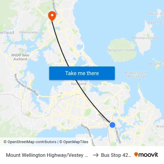 Mount Wellington Highway/Vestey Drive to Bus Stop 4214 map