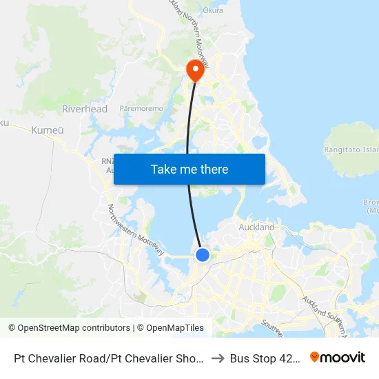 Pt Chevalier Road/Pt Chevalier Shops to Bus Stop 4214 map