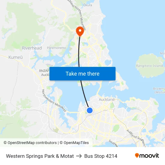 Western Springs Park & Motat to Bus Stop 4214 map