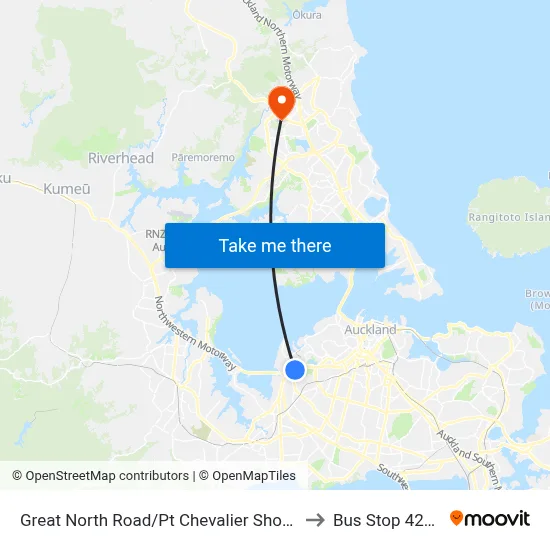 Great North Road/Pt Chevalier Shops to Bus Stop 4214 map