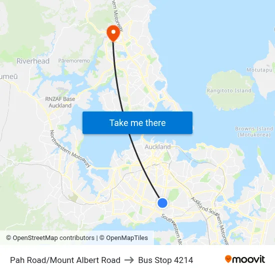 Pah Road/Mount Albert Road to Bus Stop 4214 map
