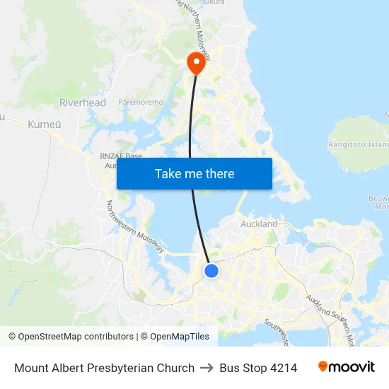 Mount Albert Presbyterian Church to Bus Stop 4214 map