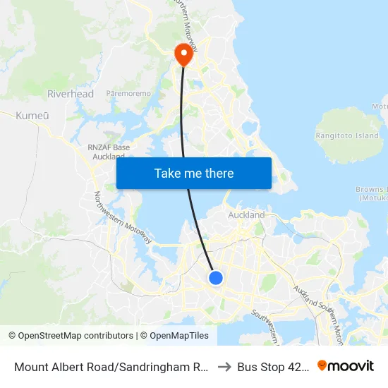 Mount Albert Road/Sandringham Road to Bus Stop 4214 map