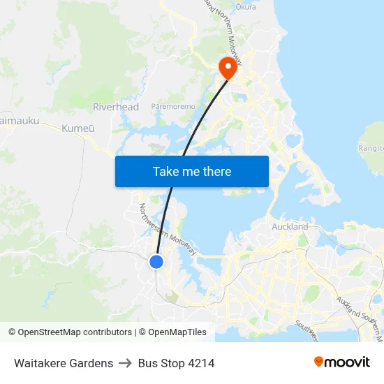 Waitakere Gardens to Bus Stop 4214 map
