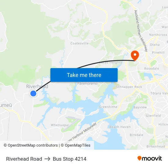 Riverhead Road to Bus Stop 4214 map