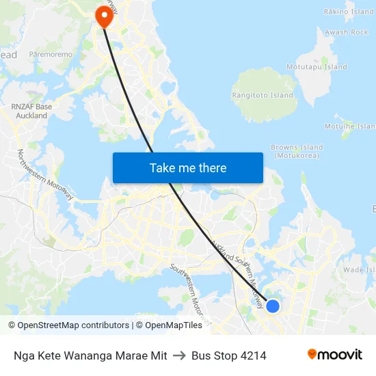 Nga Kete Wananga Marae Mit to Bus Stop 4214 map