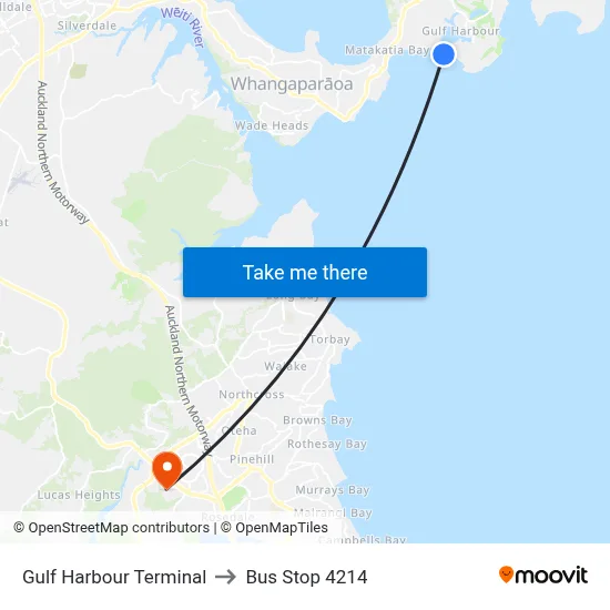 Gulf Harbour Terminal to Bus Stop 4214 map