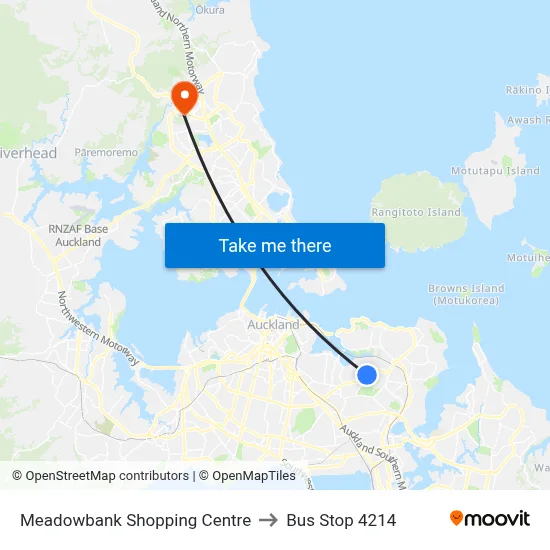 Meadowbank Shopping Centre to Bus Stop 4214 map