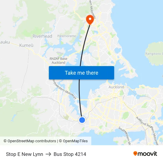 Stop E New Lynn to Bus Stop 4214 map