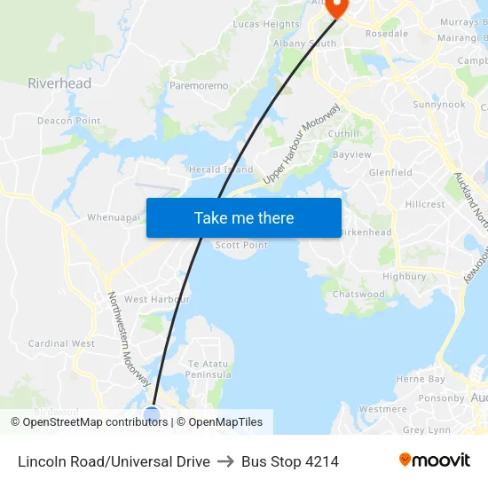 Lincoln Road/Universal Drive to Bus Stop 4214 map