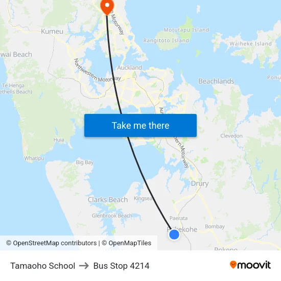 Tamaoho School to Bus Stop 4214 map
