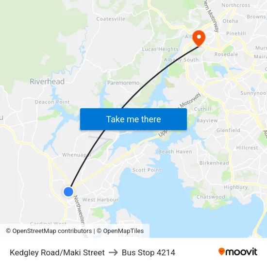 Kedgley Road/Maki Street to Bus Stop 4214 map