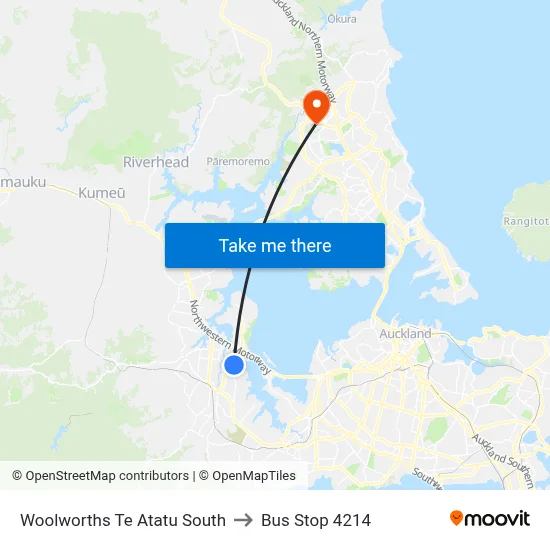 Woolworths Te Atatu South to Bus Stop 4214 map