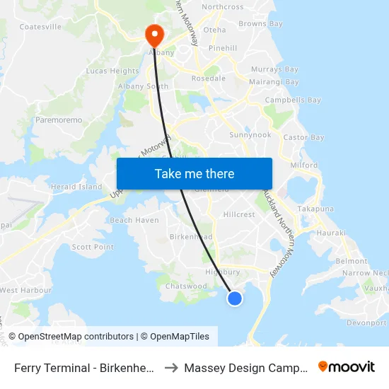 Ferry Terminal - Birkenhead to Massey Design Campus map