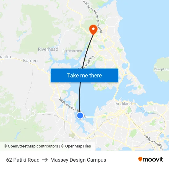 62 Patiki Road to Massey Design Campus map