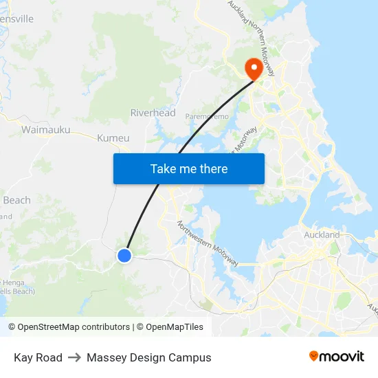 Kay Road to Massey Design Campus map