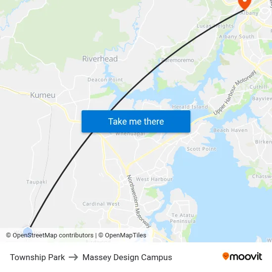 Township Park to Massey Design Campus map