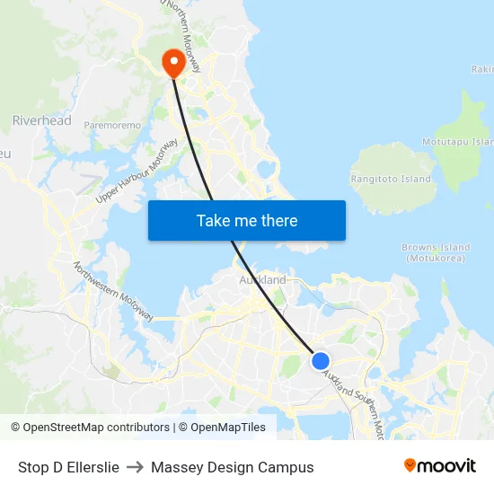 Stop D Ellerslie to Massey Design Campus map