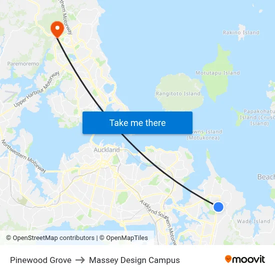 Pinewood Grove to Massey Design Campus map