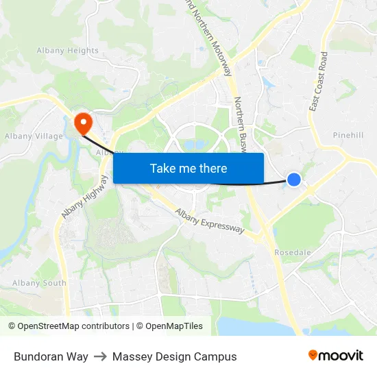 Bundoran Way to Massey Design Campus map