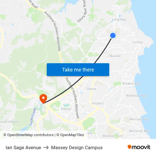Ian Sage Avenue to Massey Design Campus map
