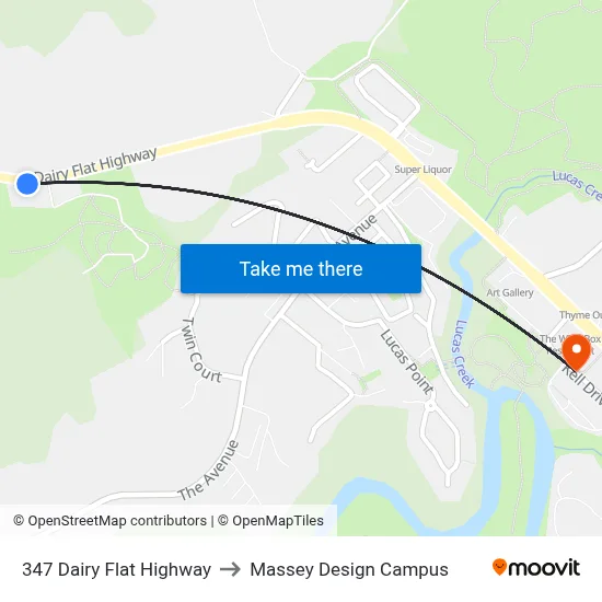 347 Dairy Flat Highway to Massey Design Campus map