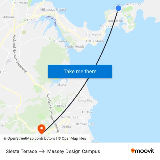 Siesta Terrace to Massey Design Campus map