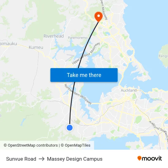 Sunvue Road to Massey Design Campus map