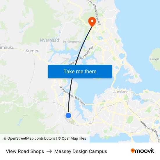 View Road Shops to Massey Design Campus map
